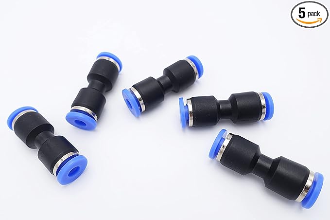 Push to Connect Fitting 5/32" Tube OD, Pneumatic Air Water Straight Union Two Way Connector/Coupler (Pack of 5)