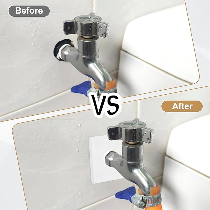 PATIKIL Wall Split Flange 86mm / 3.4" OD, 4 Pcs Square Escutcheon Plate Cover PPR Plumbing Cover Plates with Self-Adhesive Tape for 22mm / 0.9" Dia Water Pipe Faucet, White