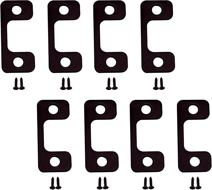 QCAA Solid Brass Deadbolt Strike Plate, Adjustable Jamb Plate, for Electronic Locks, Oil-Rubbed Bronze, 8 Pack, Made in Taiwan