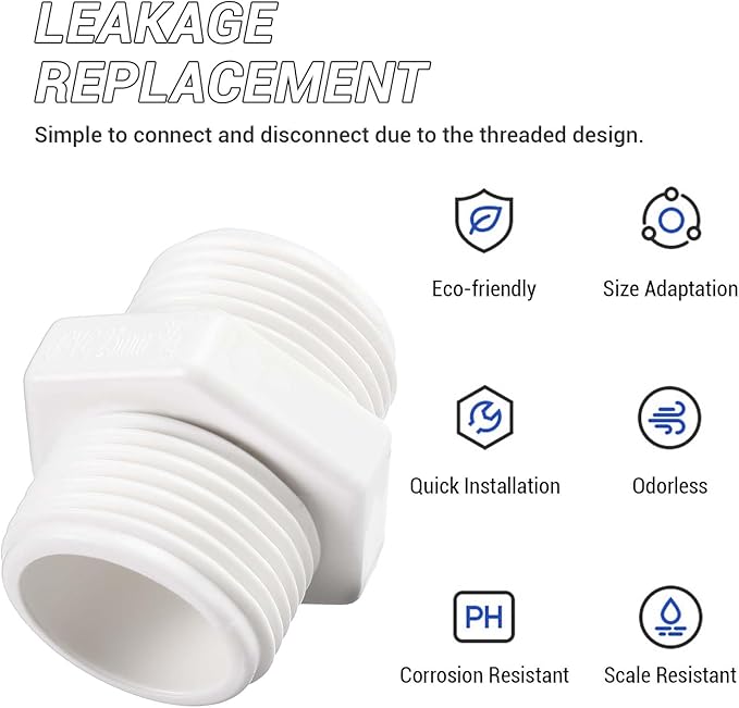 10 Pcs 3/4 Inch PVC Pipe Fittings Hex Nipple G3/4 X G3/4 Male Thread Coupling Adapter Connector