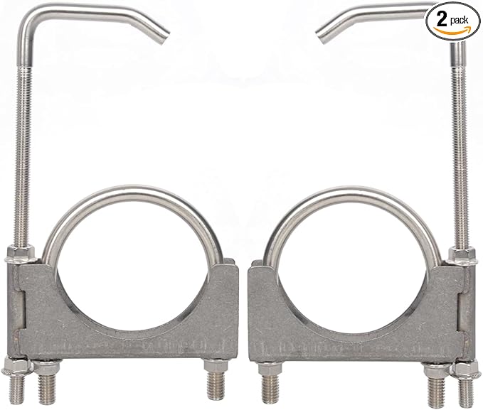 Heavy Duty 3 Inch Stainless Exhaust Clamp with Hanger Rod for Universal 3" Exhaust Pipes