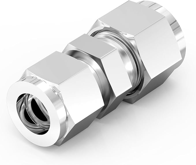 TAISHER 5PCS 304 Stainless Steel Compression Tube Pipe Fitting Connector, 1/2" Tube OD x 3/8" Tube OD Straight Adapter