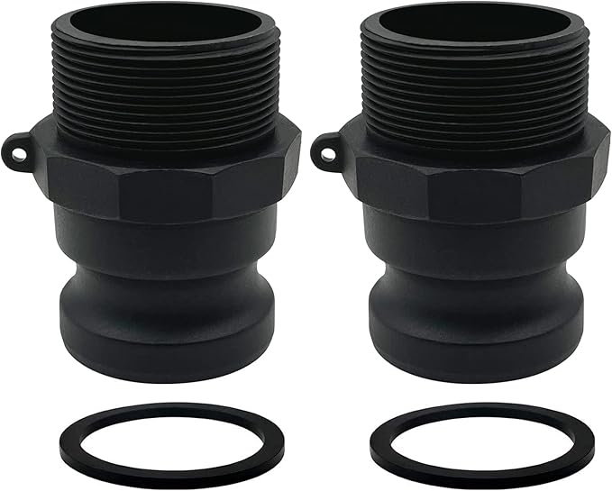 2PCS Camlock Fittings Poly NPT F-50 1/2" Type F Standard Couplings Cam lock Fittings Polypropylene Cam Groove Fitting Male Camlock with Male Threads (0.5 inch, Type F)