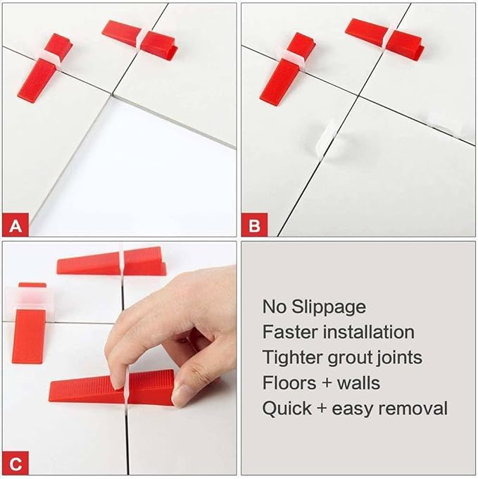 401PCS TMKOOL Tile Leveling System 1/16" Kit with Tile Plier 300pcs Tile Spacers Clips With 100pcs Reusable Wedges Tile Tools Set for Professional Ceramic Stone Installation (1/16" Combo)