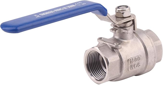 DERNORD Full Port Ball Valve Stainless Steel 304 Heavy Duty for Water, Oil, and Gas with Blue Locking Handles (3/4" NPT)