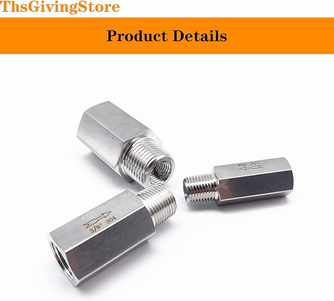 1/4 Inch NPT Female to Male Thread 304 Stainless Steel Check Valve One Way Non-Return Valve for Water Oil Gas Check Valve 1PCS