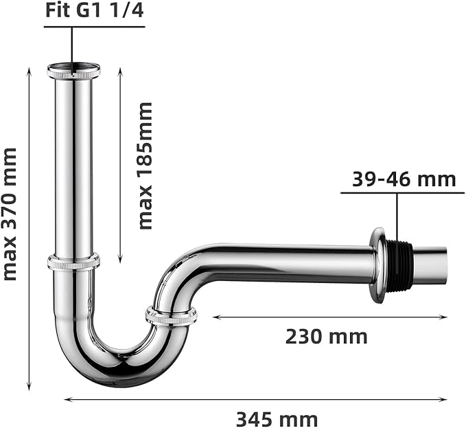 Brass P Trap Bathroom Sink: 1 1/4 Sink Trap with Adjustable Height - Chrome Bottle P-Trap with Slip Joint Extension Tube - U-Shape Basin Sink Plumbing/Pipe Replacement Kit