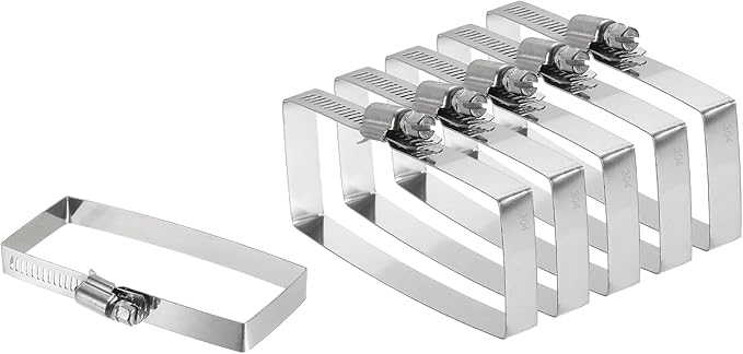uxcell 6Pcs 304 Stainless Steel Rectangular Hose Clamp, Adjustable 3.9 x 1.6 Inch Square Worm Gear Duct Pipe Tube Clamps for Ducting Bracket Cable Tray Bridge Project Systems, Silver