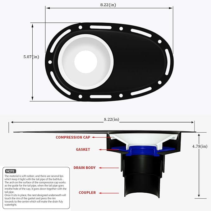 Upgrade Freestanding Tub Drain Rough-in Kit with CUPC Certification, Includes Brass and ABS Pipe, Clean Tub Drain No Leaks. (Patent No US11168467B2)