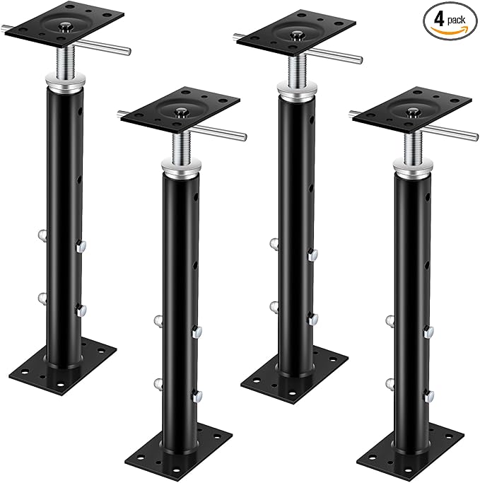 4 Pcs Adjustable Jack Post, 19"-36" Height Range, Basement Floor House Screw Jacks for Lifting Joist Beam Brace for Cellar Ceiling, Center Point Load Capacity 11023 Lbs (Black)