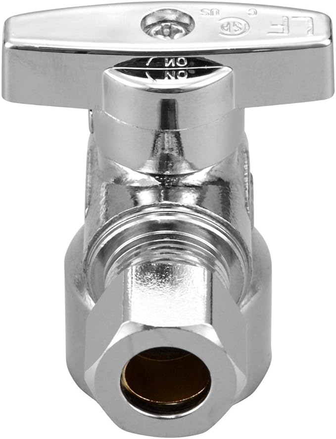 2 Pack Premium Brass Chrome plated 1/2" FIP Female Thread x 3/8 Inch OD Compression Quarter Turn Water Angle Stop Valve Shut Off