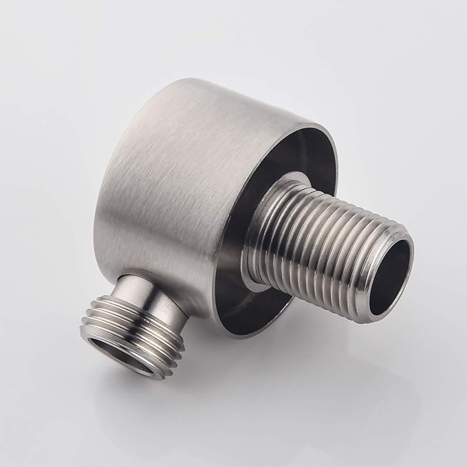 Wall Supply Elbow, Brass Round Wall Mount Shower Hose Connector G 1/2″ Drop Ell Union Water Outlet for Handheld Hand Shower, Brushed Nickel
