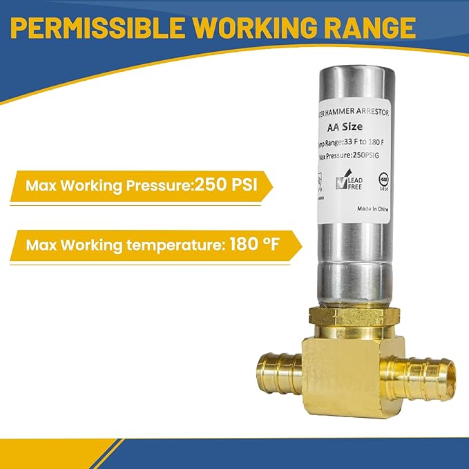 Water Hammer Arrestor,1/2Inch Tee Stainless Steel Water Arrestor,Pex Crimp Connection(4PACK,Stainless Steel Arrestor)(HAMMER011-4Pack)