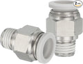 MECCANIXITY 2 Pcs NPT Push to Connect Air Fittings, Male Straight 1/2" Tube OD x 1/4" NPT Thread Air Quick Connector Coupling Adapter for Gas Hose Pneumatic Tools White