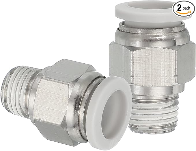 MECCANIXITY 2 Pcs NPT Push to Connect Air Fittings, Male Straight 1/2" Tube OD x 1/4" NPT Thread Air Quick Connector Coupling Adapter for Gas Hose Pneumatic Tools White