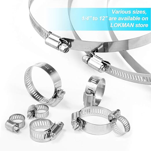 LOKMAN 20 Pack Stainless Steel Hose Clamp Adjustable 1-5/8'' - 2-1/2'' (40-63mm) Worm Gear Hose Clamp, Metal Fuel Line Pipe Clamp for Plumbing, Automotive And Mechanical Application