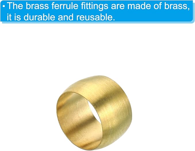 PATIKIL 8mm Tube OD Brass Compression Sleeves Ferrules, 20 Pack Brass Ferrule Fitting and Hose Insert Support Assortment Kit for Air Water Gas Pipe