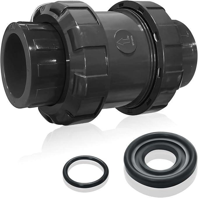 PVC Spring Ture Union Check Valve, 1in Slip Swing Utility Water One Way Check Valve, Sch80 Socket Pool Ball Check Valve for Backflow Prevention