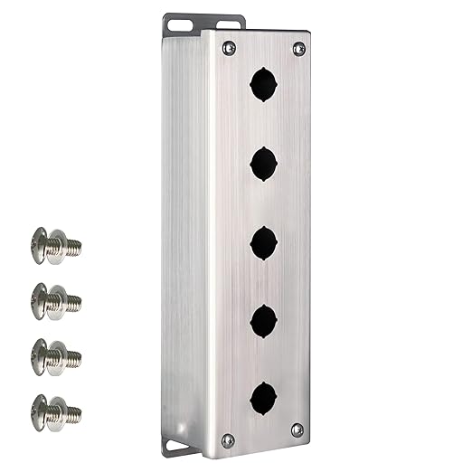 MJ-Box 304 Stainless Steel 12 x4 x3 Push Button Box, IP66 Dustproof Outdoor Indoor Electrical Enclosure with Mounting Plate(Five Hole)