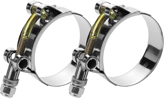 2 Pack 2.5" T-Bolt Hose Clamps, 304 Stainless Steel Turbo Intake Clamp, Working Range 2.76"-3.07"(70mm-78mm) for 2.5" I.D. Hose with 5mm Wall Thickness.(Measure your hose O.D. before buying)
