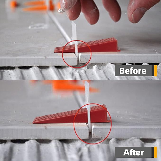 Tile Leveling System 1000-Piece Tile Leveling Spacer Clips and 300-Piece Reusable Wedges Tile Leveler Tool Set for Ceramic Tile and Stone Installation (1/8 Inch)
