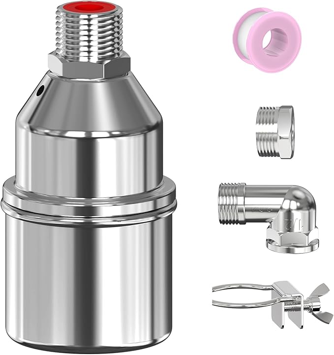 304 Stainless Steel Float Valve,Stainless Steel Float Valve,1/2 to 3/4 Inch Automatic Water Level Control, No Pump Needed for Water Tanks,Livestock Troughs（Top/Side Entry）