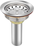 Uni-Green Kitchen Sink Drain Kit for Standard 3-1/2 inch Drain - Fit 1-1/2 inch Pipe - Stainless Steel Basket with Knob - Rubber Stopper Bottom - 3.5" Kitchen Sink Drain Strainer Replacement Kit