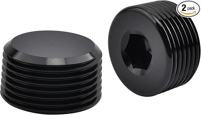 EVIL ENERGY 3/4" NPT Plugs Aluminum Socket Allen Head Black, Pack of 2