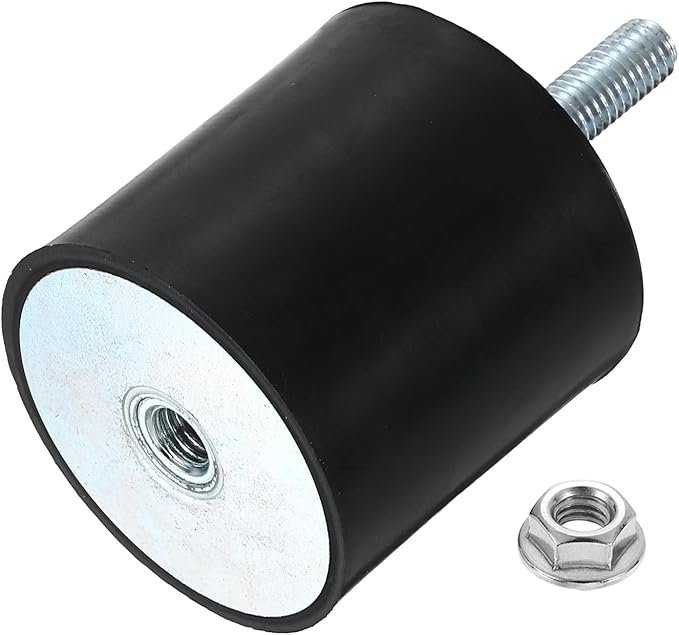 uxcell M10 Rubber Mounts, 1Pcs 60x60mm(DxH) Rubber Cylindrical Anti Vibration Isolator Shock Absorber with Lock Nut for Car Bobbin Generator Air Compressors
