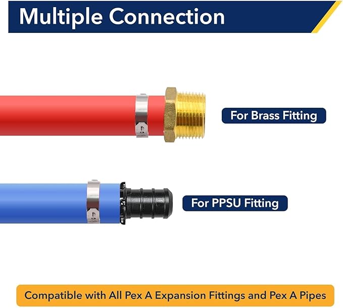 3/4 Inch PEX Cinch Clamps Rings, Premium 304 Stainless Steel Cinch Crimp Rings Pinch Clamps, for PEX Tubing Pipe Fitting Connections (100PCS Per Size)