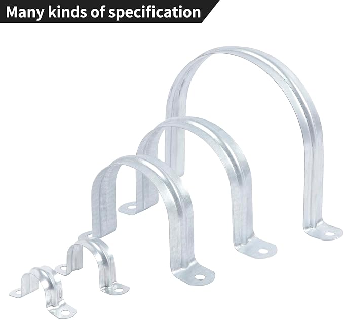 20 PCS 2 Inch Reinforced Rigid Pipe Strap, 2 Holes U Bracket Cable Clamp Hanger, Zinc Coated Tension Tube Clip, Conduits Strap Clamps for Pipe Fixing on Various Surfaces, 20 PCS(50 mm)