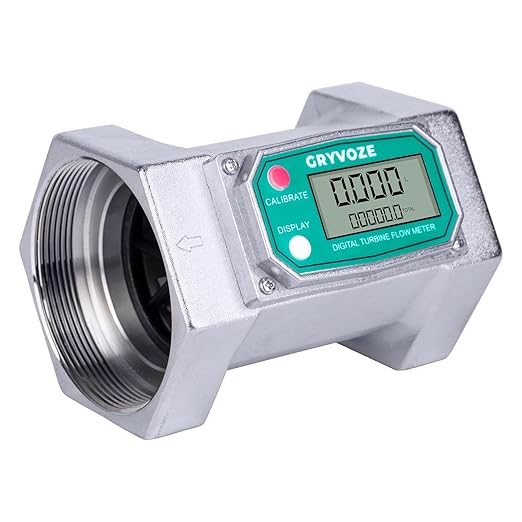 3 Inch Digital Flow Meter, 21-264 GPM Inline NPT Thread Fuel Turbine Flowmeter with LCD Display for Water, Diesel, Gas Oil, Gasoline, and Other Liquids (5 Units: Gallon, QTS, PTS, L, m³)
