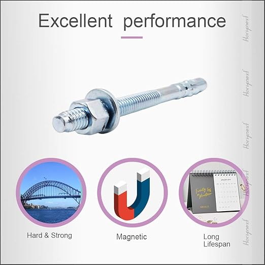 5/8" x 6" Wedge Anchor, for Cement and Concrete only, zinc-Plated Carbon Steel Screws and lag Bolts （ 20 pcs