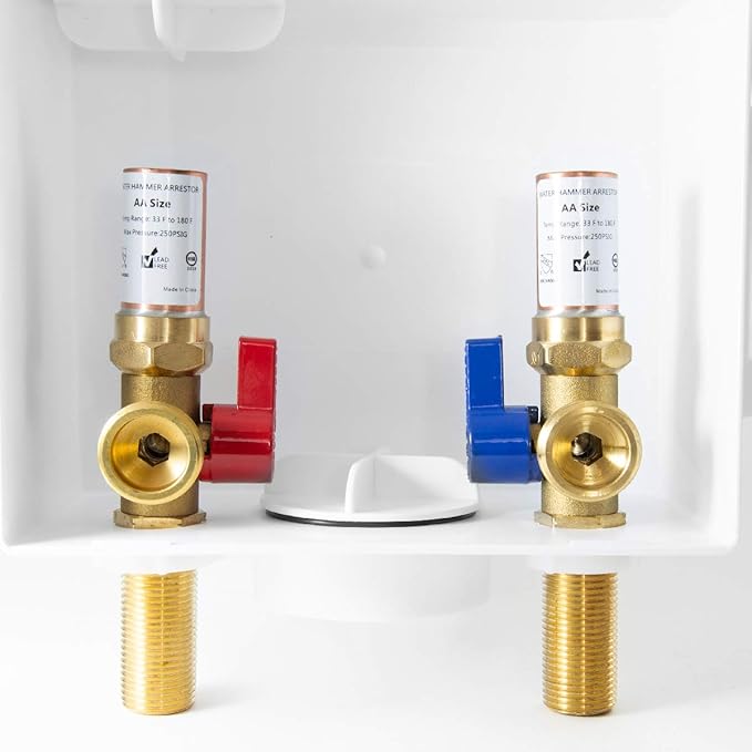 EFIELD Washing Machine Outlet Box with Center Drain, 1/2 inch x 3/4 inch MHT (1/2" Inch Sweat Connection MIP) with Water Hammer Arrestor,(WM011)