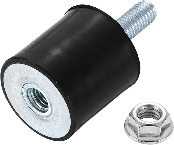uxcell M8 Rubber Mounts, 1Pcs 30x30mm(DxH) Rubber Cylindrical Anti Vibration Isolator Shock Absorber with Lock Nut for Car Bobbin Generator Air Compressors