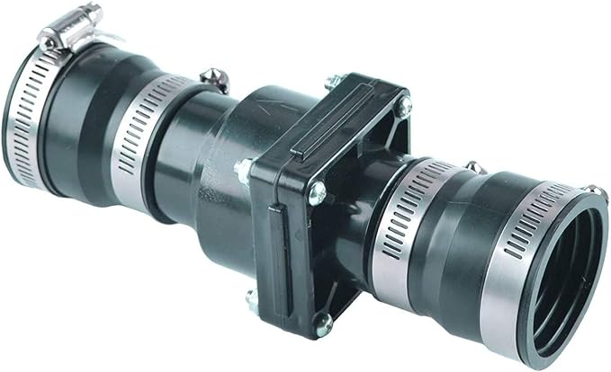 Hydro Master Plastic Sump Pump Check Valve with Stainless Steel Clamps for 1-1/2 inch or 1-1/4 inch