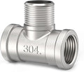 ChillWaves 304 Stainless Steel Pipe Fitting, Male Branch Tee 2" NPT Female x 2" NPT Male x 2" NPT Female Thread Adapter(1-PACK)