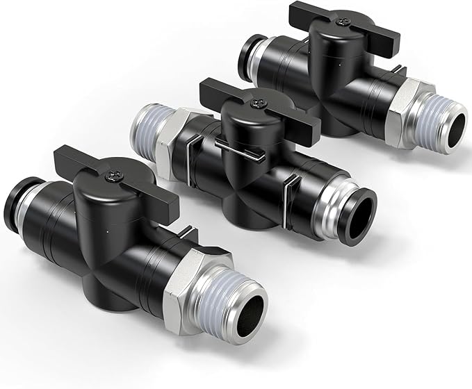 TAILONZ PNEUMATIC 5/32 Inch Tube OD x 1/4 Inch NPT Thread Ball Valve Air Flow Control Valve Push to Connect Fitting BVC-5/32-N2（Pack of 1）