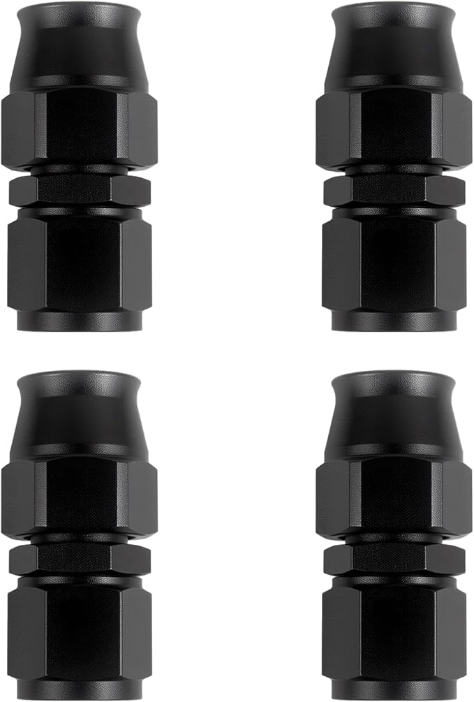 8AN PTFE Hose End Fitting Straight Swivel Only for PTFE Hose Aluminum Black 4PCS