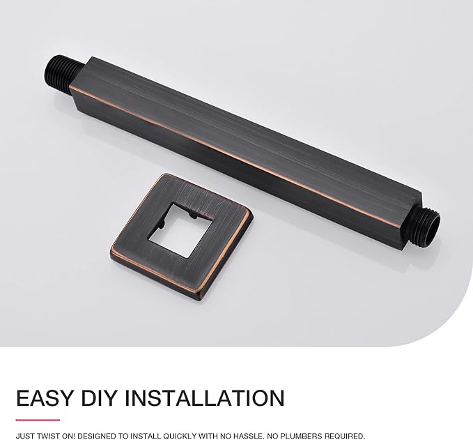 TRUSTMI Shower Arm with Flange Ceiling Mounted 8 Inch Square Extension Pipe for Overhead Rainfall Shower Head, Stainless Steel, Oil Rubbed Bronze