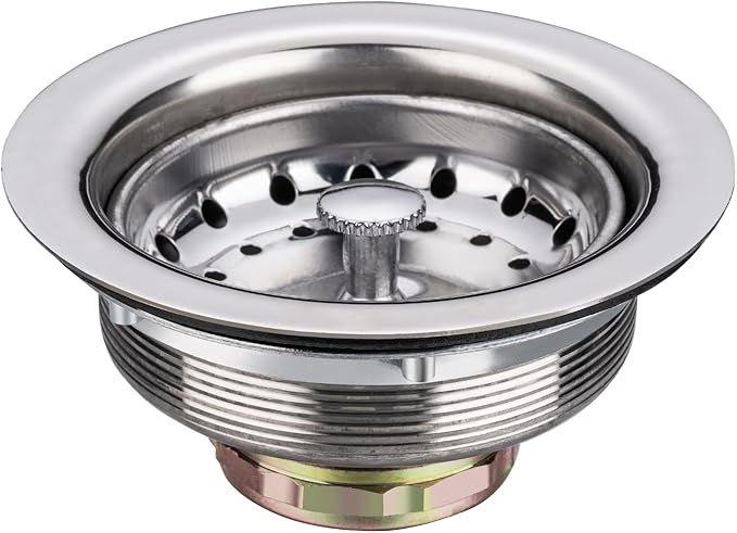 Stainless Steel Commercial Kitchen Sink Drain Assembly for Restaurant Kitchen Sink, 3-1/2 inch Kitchen Sink Drain Kit with Strainer and Stopper, Rustproof and Leakproof