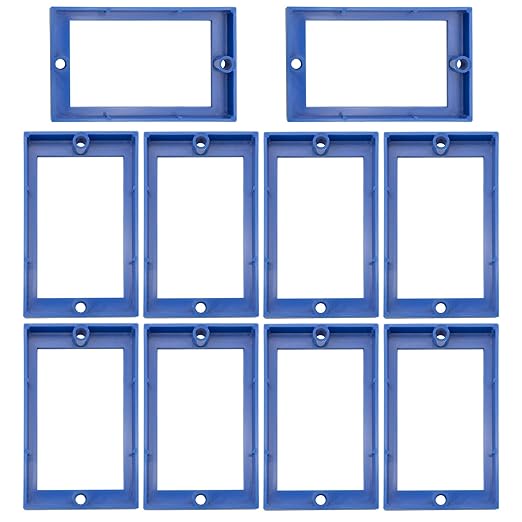 1/2 Inch Receptacle Electrical Outlet Box Extender, Blue Single Gang Box Extender 10 Pack for House Decoration, Light Switch Extender with Installation Screws