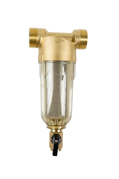 Bluonics Reusable Spin-Down Sediment Pre-Filter for Whole House City & Well Water, 40 Micron, Includes 1" and 3/4" NPT Adapters
