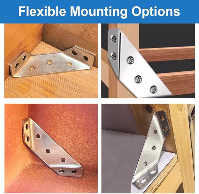 30 Pack Stainless Steel Corner Braces Heavy Duty L Brackets for Wood,Universal Furniture Corner Connectors for Shelves,Tables, Cabinets, Drawer, Chair,Metal Angle Corner Brackets with Screws