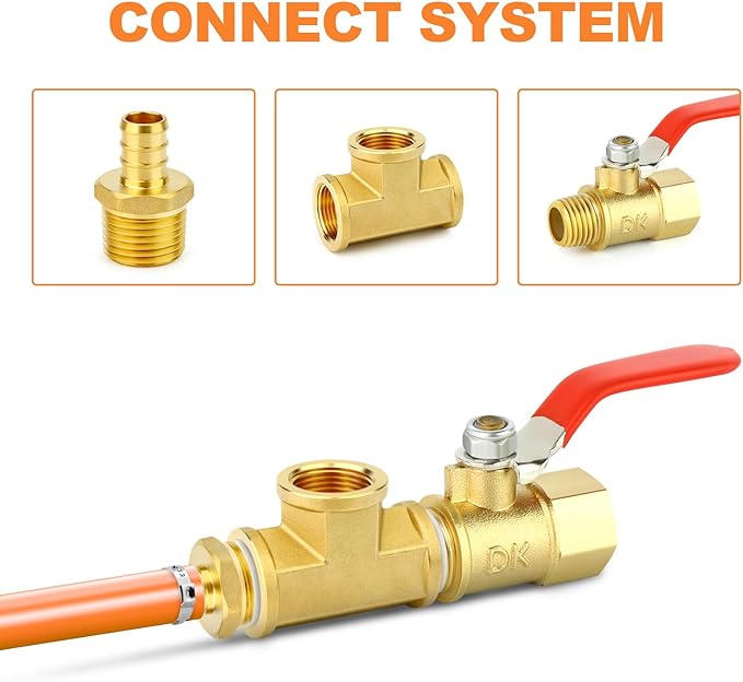 GASHER 2Pcs No Lead Brass 1/2" Pex Male Adapter, 1/2" Male NPT to 1/2" PEX Adapter for Pex Tubing