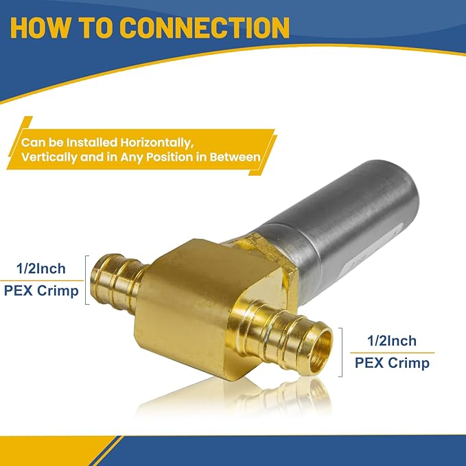 Water Hammer Arrestor,1/2Inch Tee Stainless Steel Water Arrestor,Pex Crimp Connection(10PACK,Stainless Steel Arrestor)(HAMMER011-10Pack)