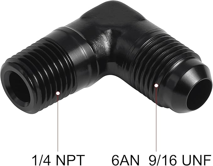 EVIL ENERGY 6AN to 1/4" NPT Male 90 Degree Fitting Adapter Aluminum 2PCS