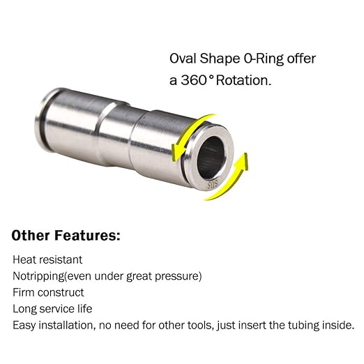 Beduan Push to Connect Fitting, 5/16" Tube OD 304 Stainless Steel Straight Quick Adapter Union Splicer Joiner Mender