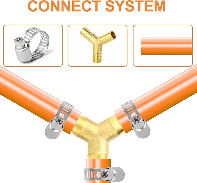 GASHER 20Pcs 1/2 Inch Brass Hose Barb, 3-Way Y-Shaped Hose Fitting Intersection/Lquid/Fuel/Air