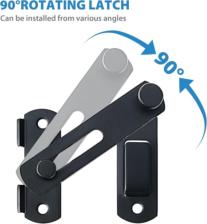 Alise 4 inch Flip Latch Gate Latches, Safety Door Lock for Barn Wood Fence Sliding French Doors,Heavy Duty SUS304 Stainless Steel Gate Hardware Matte Black MS9500-B